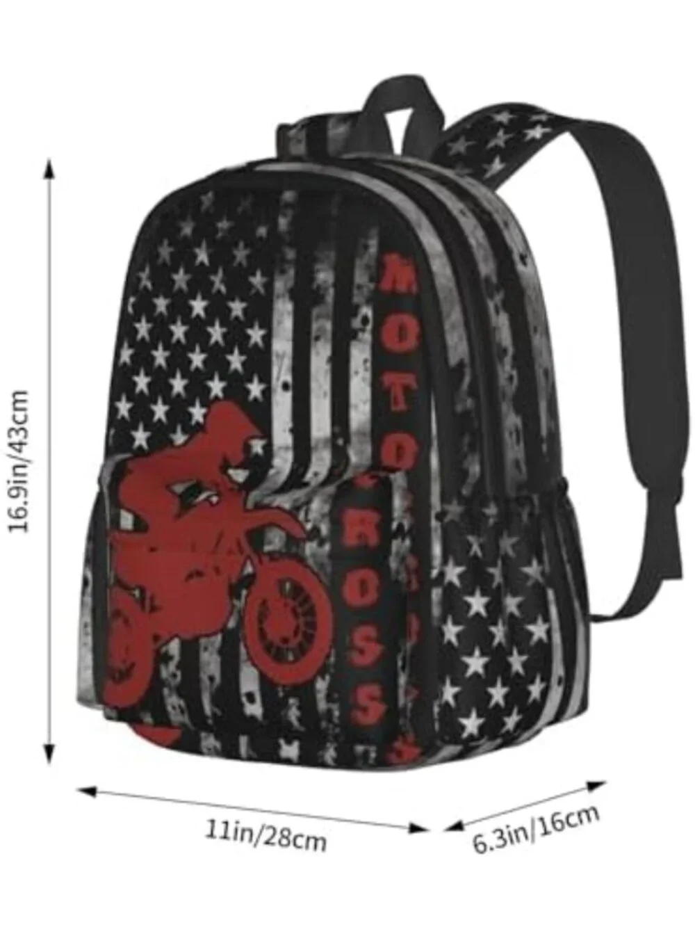 Patriotic Motocross Backpack | Multipurpose Laptop Daypack for Travel & Hiking